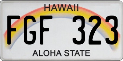 HI license plate FGF323
