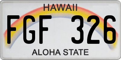 HI license plate FGF326