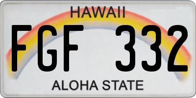HI license plate FGF332