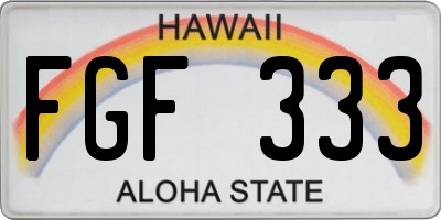HI license plate FGF333