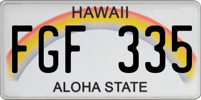 HI license plate FGF335