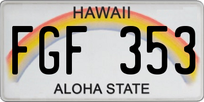 HI license plate FGF353