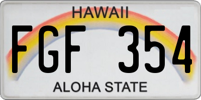 HI license plate FGF354