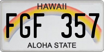 HI license plate FGF357