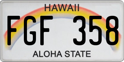 HI license plate FGF358