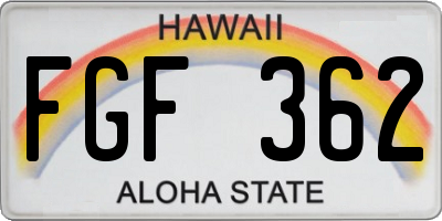HI license plate FGF362