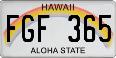 HI license plate FGF365