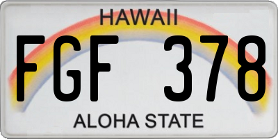 HI license plate FGF378