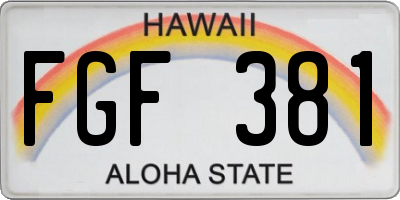 HI license plate FGF381