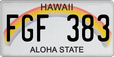 HI license plate FGF383