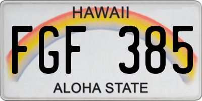 HI license plate FGF385