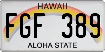 HI license plate FGF389