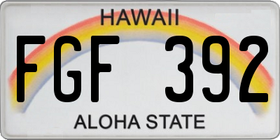 HI license plate FGF392