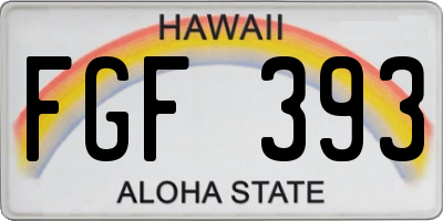 HI license plate FGF393