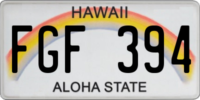 HI license plate FGF394