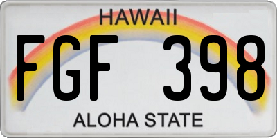 HI license plate FGF398