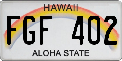HI license plate FGF402