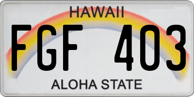 HI license plate FGF403