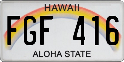 HI license plate FGF416