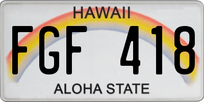HI license plate FGF418