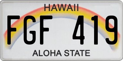 HI license plate FGF419