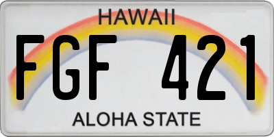 HI license plate FGF421