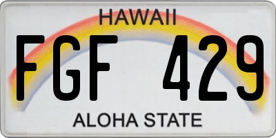 HI license plate FGF429