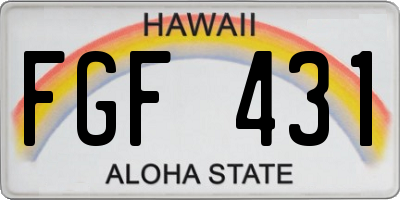 HI license plate FGF431
