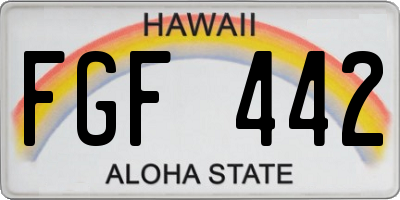 HI license plate FGF442