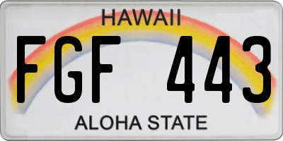 HI license plate FGF443