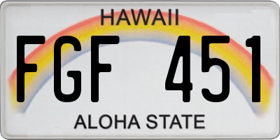 HI license plate FGF451