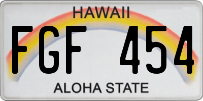 HI license plate FGF454