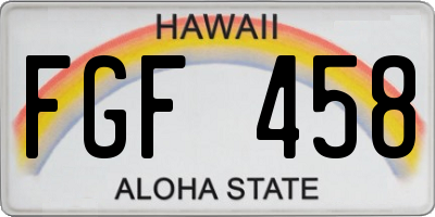 HI license plate FGF458