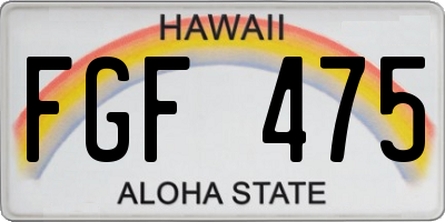 HI license plate FGF475