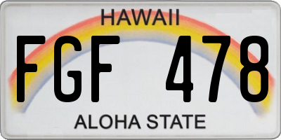 HI license plate FGF478