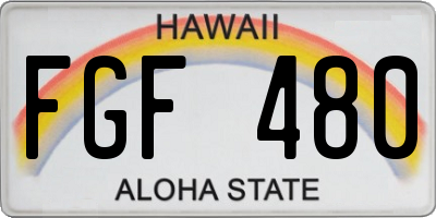 HI license plate FGF480