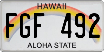 HI license plate FGF492