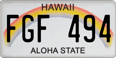 HI license plate FGF494