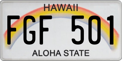 HI license plate FGF501