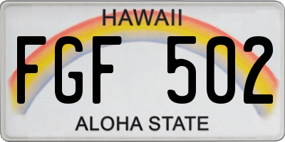 HI license plate FGF502