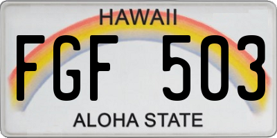 HI license plate FGF503