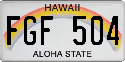 HI license plate FGF504