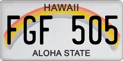 HI license plate FGF505