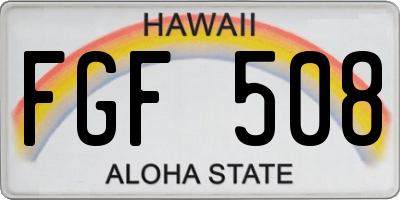 HI license plate FGF508