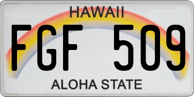 HI license plate FGF509