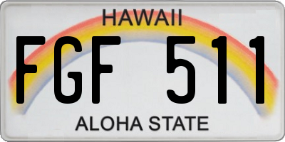 HI license plate FGF511