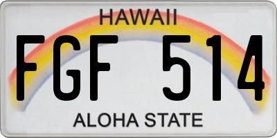 HI license plate FGF514