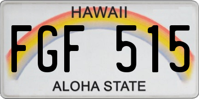 HI license plate FGF515