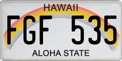 HI license plate FGF535