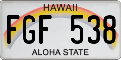 HI license plate FGF538